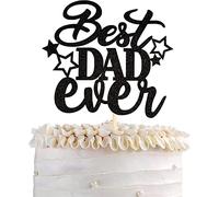 1 pieza Happy Father's Day decoración para tartas con purpurina Best Dad Ever, decoración para tartas de Super Dad Star decoración Love Dad Cupcake Topper para el Día del Padre Tema Fiesta Hombres