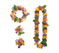 1 pieza hawaiana Lei-Set accesorios fiesta fiesta collar hawaiano diadema hawaiana pulsera hawaiana para animadoras, fiesta de cumpleaños, carnaval, fiesta de playa, etc.
