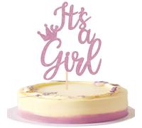 1 pieza It's a Girl Cake Topper Glitter Dulce Girl Cake Topper Decoración para tartas de bebé Ducha Niña Cumpleaños Fiesta Pastel Decoración Lila