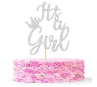 1 pieza It's a Girl decoración para tartas dulce niña Cake Topper revelación del género decoración para baby shower niña cumpleaños fiesta pastel decoración plata