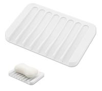 1 Pieza Jabonera de Silicona, Jaboneras con Desagüe, Caja de Jabón, Soporte Antideslizante de Silicona, para Baño, Cocina, Encimera, Viaje (Blanco)