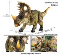 1 pieza Juguete de dinosaurio jurásico, adorno de prehistórica, de animal sólido: Triceratops, Monoceratops, Triceratops, de material plástico, regalo realista