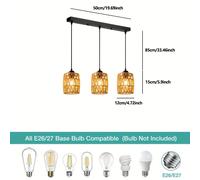 1 Pieza lámpara colgante estilo retro industrial tejida a E26/E27, para restaurante bar mostrador cocina ventana cafetería iluminación Halloween y Navidad (sin bombilla)