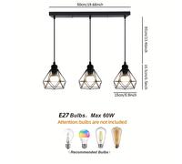 1 Pieza lámpara colgante retro industrial negra luces, base E27 de hierro en jaula, para restaurante bar mostrador cocina recepción entrada iluminación Halloween y Navidad (sin bombilla)