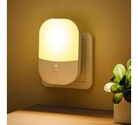 [1 Pieza] Luz Nocturna con Sensor Crepuscular, 5 Niveles de Brillo, ON/OFF/AUTO Modo de Iluminación, 3000K Blanca Cálida Luz Nocturna Infantil para Pasillos, Escaleras, Dormitorios, Cocinas, 0,3W