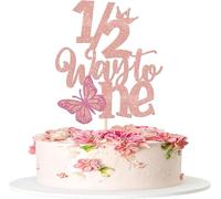 1 pieza mariposa 1/2 Half Way to One Cake Topper Glitter Mariposas 1/2 Cumpleaños Decoración para Pasteles 6 Meses Decoración para Baby Ducha Niños Medio Cumpleaños Fiesta Pastel Decoración de