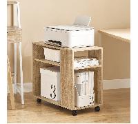 1 pieza Mesa auxiliar con ruedas, Mesa rodante de 2 niveles con estantes de almacenamiento, Biblioteca móvil para salón, dormitorio, oficina, L70 x P35 x H60cm Natural - GCU45-O