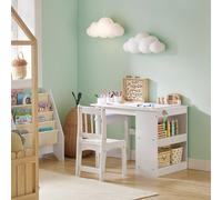1 pieza Mesa Infantil con Silla Conjunto 2 Piezas Mesa y Silla para Niño Escritorio con 2 Estantes Portapapeles y Almacenamiento de Bolígrafos 80x54x65,5 - LNC71-X