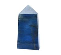 1 pieza natural pequeña tetraédrica piedra lunar azul torre de energía cristal de aura azul varita mágica cristales crudos decoración, punto labradorita, 110-150 g