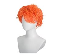 1 pieza novela de cuatro colores hombres peluca corta rizada seda lluvia pelucas sintéticas for vestir for mujeres y regalos fiesta disfraces Cosplay(Orange)