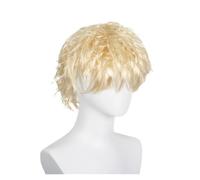1 pieza novela de cuatro colores hombres peluca corta rizada seda lluvia pelucas sintéticas for vestir for mujeres y regalos fiesta disfraces Cosplay(Beige)