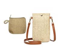 1 Pieza para La Bolsa De Teléfono Móvil De Mujeres Y 1 Pieza De Monedas, Bolso De Hombro De Paja, Bolsa De Viaje De Vacaciones De Verano, Bolsa De Cuerpo Boho.