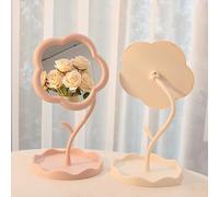 1 Pieza pequeña Flor en Forma de Espejo de Maquillaje con Compartimento de Almacenamiento Rosa