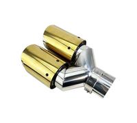 1 pieza punta de escape doble salida silenciador cola Universal actualización oro tubos de acero inoxidable garganta Moldura del tubo escape(Left in51-out89)