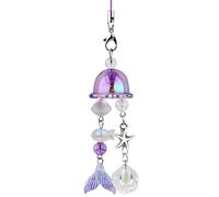 1 pieza púrpura pez medusas colgante funda teléfono móvil cadena corta estrella de mar teléfono móvil colgante perlas cordón cola de sirena teléfono encanto llavero esthetic joyería bolsa encantos