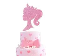 1 pieza Rosa cumpleaños decoración para tartas brillante doble capa niña princesa,Decoración de Tartas Cumpleaños Niñas,Anime Cartoon Topper Tarta, Cake Topper para Fiesta de Cumpleaños Niñas