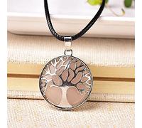 1 pieza Simple árbol de la vida de cristal natural colgante cristal cuarzo colorido joyería mineral para hombres mujeres collar DIY regalo-cuarzo rosa