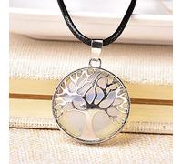 1 pieza Simple árbol de la vida de cristal natural colgante cristal cuarzo colorido joyería Mineral para hombres mujeres collar DIY regalo-ópalo