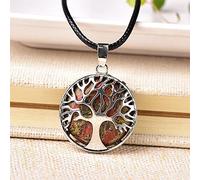 1 pieza Simple árbol de la vida de cristal natural colgante de cristal de cuarzo joyería Mineral colorida para hombres mujeres collar DIY regalo-Unakite