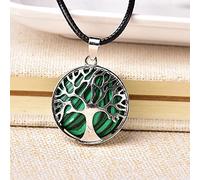 1 pieza Simple árbol de la vida de cristal natural colgante de cristal de cuarzo joyería Mineral colorida para hombres mujeres collar DIY regalo-Malaquita