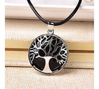 1 pieza Simple árbol de la vida de cristal natural colgante de cristal de cuarzo joyería Mineral colorida para hombres mujeres collar DIY regalo-obsidiana