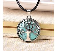 1 pieza Simple colgante de árbol de la vida de cristal natural cristal de cuarzo joyería Mineral colorida para hombres mujeres collar DIY regalo-turquesas