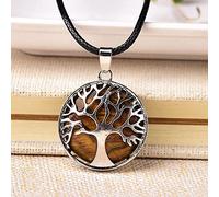 1 pieza Simple cristal natural árbol de la vida colgante cristal cuarzo colorido joyería Mineral para hombres mujeres collar DIY regalo-ojo de tigre