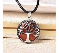 1 pieza Simple cristal natural árbol de la vida colgante cristal cuarzo colorido joyería mineral para hombres mujeres collar DIY regalo-piedra arenisca dorada