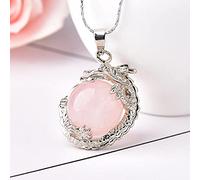 1 pieza Simple cristal Natural colorido dragón colgante pareja colgante collar piedra DIY regalo joyería amor gemas-cuarzo rosa