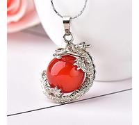 1 pieza Simple cristal Natural colorido dragón colgante pareja colgante collar piedra DIY regalo joyería amor gemas-ágata roja