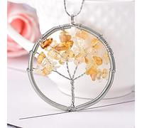 1 pieza Simple piedra natural cristal árbol de la vida colgante pareja colgante collar colgante DIY regalo colorido joyería Mineral-Citrino