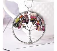 1 pieza Simple piedra Natural cristal árbol de la vida colgante pareja colgante collar colgante DIY regalo colorido joyería Mineral-turmalina
