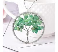1 pieza Simple piedra natural cristal árbol de la vida colgante pareja colgante collar colgante DIY regalo colorido joyería Mineral-Aventurina