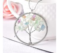 1 pieza simple piedra natural cristal árbol de la vida colgante pareja colgante collar colgante DIY regalo colorido joyería mineral-color fluorita