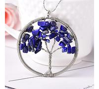 1 pieza Simple piedra natural cristal árbol de la vida colgante pareja colgante collar colgante DIY regalo colorido joyería Mineral-Lazuli