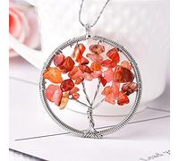 1 pieza Simple piedra natural cristal árbol de la vida colgante pareja collar colgante DIY regalo colorido joyería mineral-ágata roja