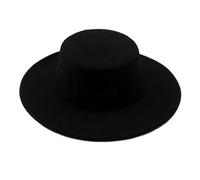 1 Pieza Sombrero Fedora de Fieltro Negro clásico de Borde Plano para Hombre y Mujer, Negro, Circunferencia de la Cabeza 55,88-58 cm