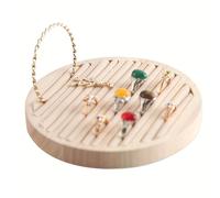 1 pieza, Soporte para joyería, Bandeja expositora para anillos de madera de bambú natural, Porta anillos y pendientes de botón, Accesorio de exhibición, para joyería