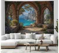 1 Pieza Tapiz De Arcos Hiedra Lavanda 230x180cm Estilo Mediterráneo Del Sur De Francia Decoración Artística De La Pared Colgante Tela De Fondo Rodaje Para La Decor De Fiestas En El Hogar, Azul