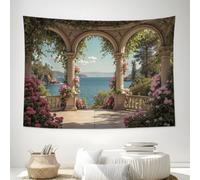 1 Pieza Tapiz De Pabellón Con Arco De Piedra Hiedra 100x75cm Jardín Costero De Estilo Europeo Decoración Artística De La Pared Colgante Tela De Fondo Rodaje Para La Decor De Fiestas En El Hogar