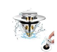 1 pieza Tapon de Lavabo Universal Tapón Fregadero Tapon desagüe automático Tapon Lavabo Baño en Acero Inoxidable Tapon Fregadero y Cesta Antiobstrucción Adecuado para baño, Cocina, Fregadero