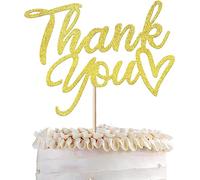 1 pieza Thank You decoración para tartas con purpurina Thank You decoración para tartas de día de Acción de Gracias, decoración para cupcakes, bodas, aniversarios, cumpleaños, fiestas, color dorado