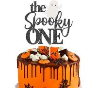 1 pieza The Spooky One Cake Topper Glitter The Spooky One Halloween Cumpleaños Decoración para Tartas de 1er Cumpleaños Goast Decoración para Halloween Niños Cumpleaños Fiesta Suministros Negro