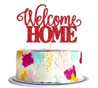 1 pieza Welcome Home Cake Topper dulce hogar decoración para tartas nuevo hogar decoración para inauguración de la casa temática fiesta pastel decoración rojo