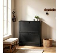 1 Pieza Zapatero Organizador Zapatero Mueble Zapatero Entrada con 2 Abatibles 8-10 capacidad de Pasillo Piso Negro 76x18x78cm SoBuy - GTS10-TDI
