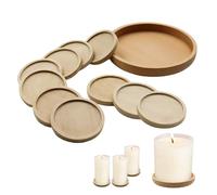 1 Piezas 9,2 cm Bandeja Redonda de Madera para Velas con 10 Piezas 4 cm Platos de Candelabros Bandeja de Velas Vintage Bandeja Madera Redonda Decorativa para Bodas Hogares Spas Cafeterías