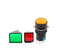 1 piezas AB6 con luz de 5/8 pines interruptor de botón cuadrado y redondo autoblocante auto-reinicio interruptores de arranque 3A/250V (Square Yellow,8PIN)