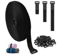 1 Piezas Bridas Reutilizables con 50 Hebillas, 10m × 2cm Sujeta Cables Reutilizables, Ataduras de Cable de Longitud de Corte para Cables Eléctricos, Mangueras, Tuberías, Cuadros de Bicicleta