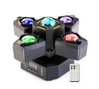 1 Piezas Cabeza Móvil LED DJ con Bola,Foco de Iluminación RGBW 120W, Moving Head 4 Brazos Control Remoto/DMX512/Auto/Sonido,Escenario Focos de Efecto para Fiesta DJ Bar Discoteca Clubes Navidad