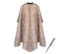 1 Piezas Capa Peluquería con Estampado Leopardo, Capa Peluquería Profesional con Peine, Set Peluquería Impermeable con Escote Ajustable,Accesorio Peluquería Profesional